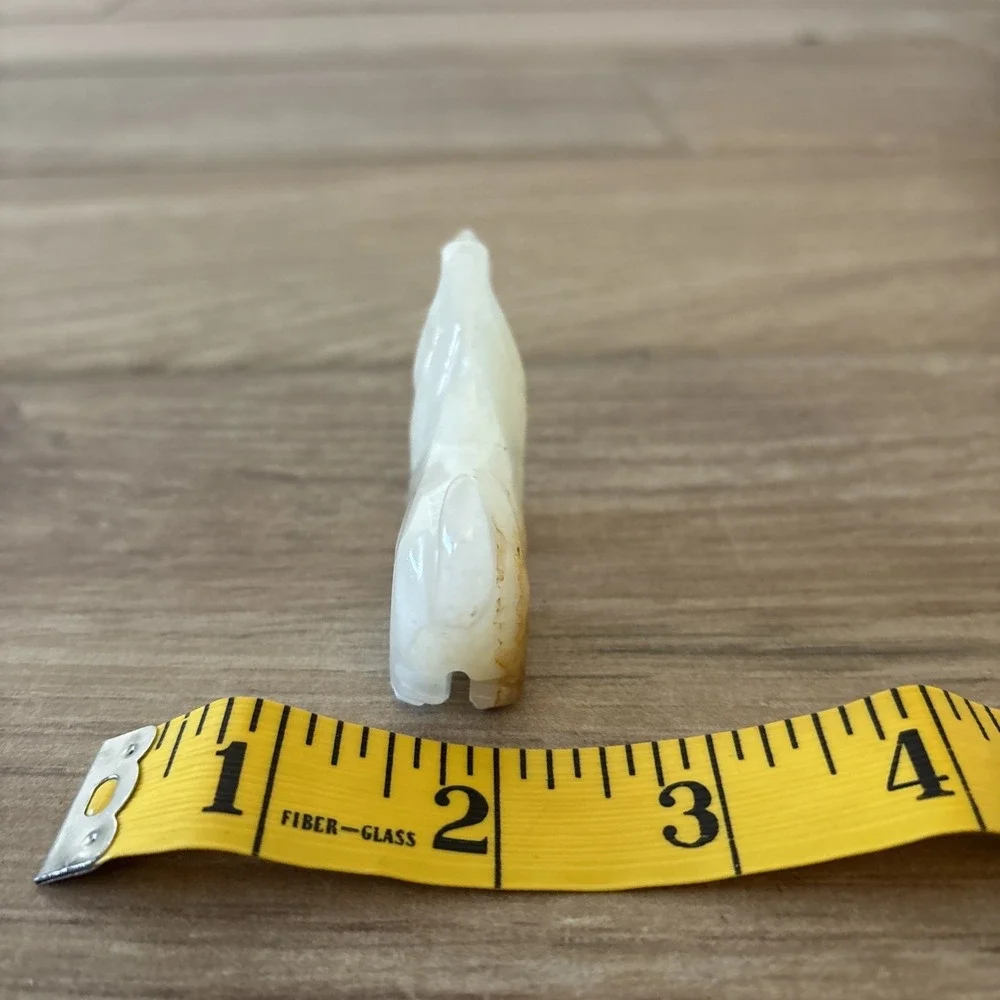 Carved White Onyx Stone Basset Hound Dog Sculpture Figurine 3.25